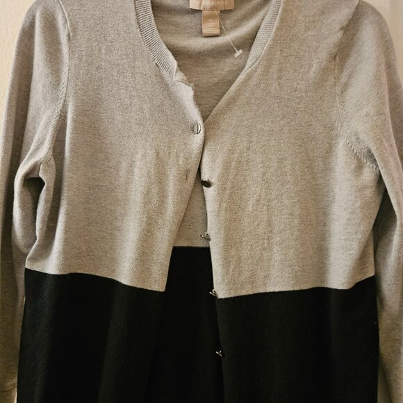 Banana Republic Fall Button black silk cotton Grey Fall cardigan Colorblock  S - Picture 8 of 10